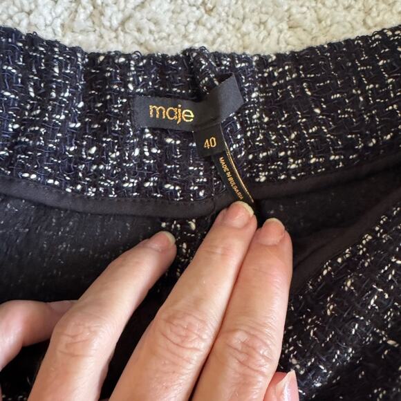 Maje Tweed Skort Skirt Shorts Navy Blue Size 40 Large EUC - Picture 5 of 10
